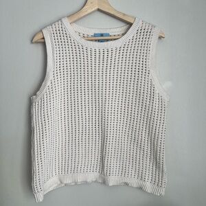 CeCe Sleeveless Open-Knit Tank Top in White